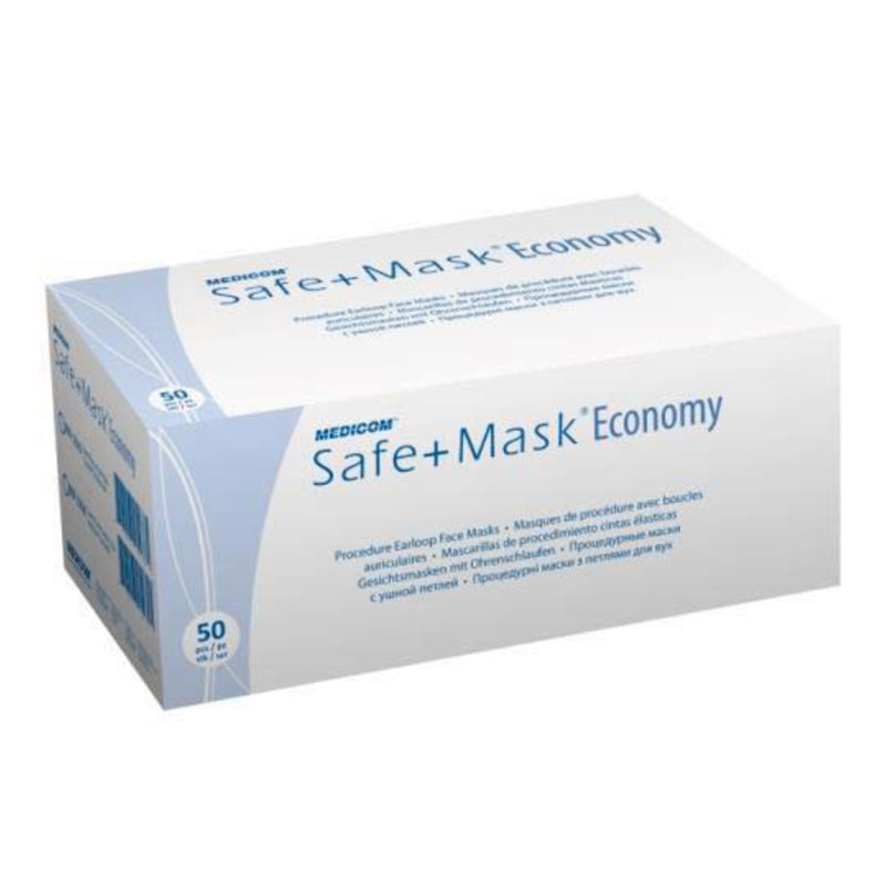 Masques hygiene bleus élastiqués - 3 plis avec barette nasale